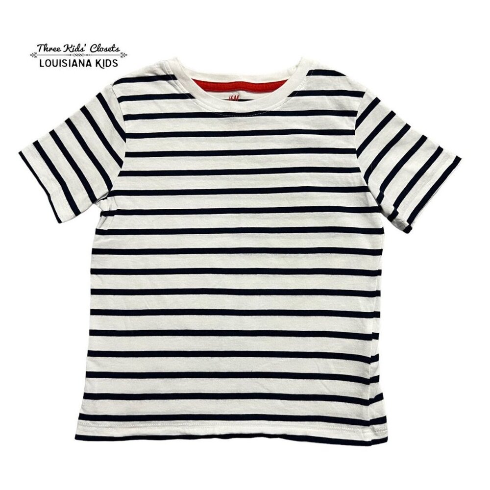 H&M 4-6Y Black & White Striped Tee Shirt